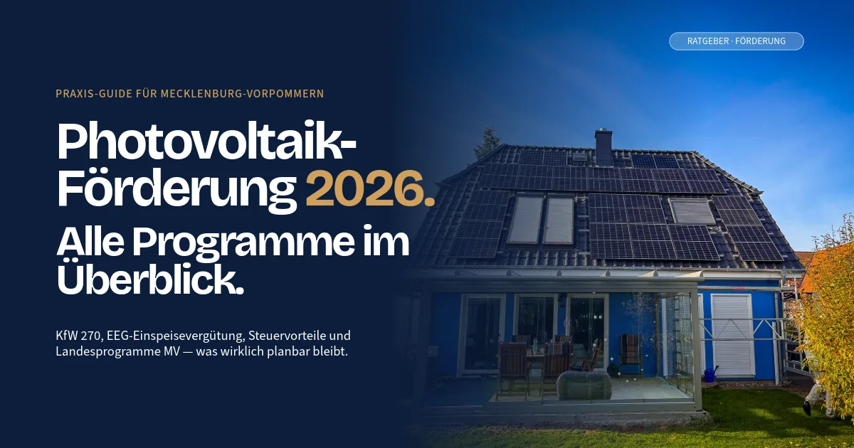 Photovoltaikanlage 2026 auf Einfamilienhaus in Mecklenburg-Vorpommern mit Förderung finanziert